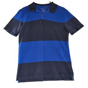 Y2K Style GAP Polo Boys Blue Striped Polo Size S